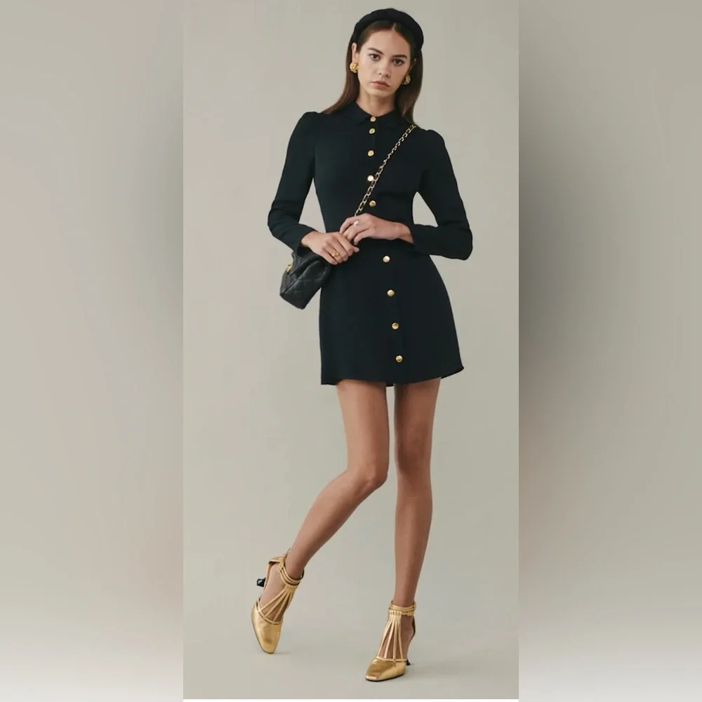 Reformation Hugh Black Dress size 8 - Picture 2 of 9